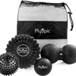 Plyopic Deep Tissue Massage Ball Set – Set of 4: Lacrosse, Spiky, Peanut and 5” Foam Roller Massager Balls for Muscle Massage, Mobility, Trigger Points and Myofascial Release
