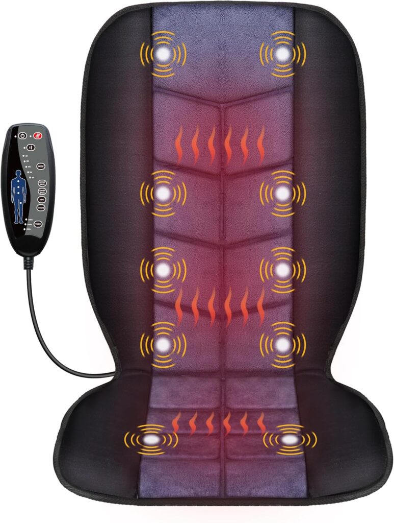 CILI Massage Chair Pad,Back Massager with Heat,Massage Seat Cushion with 10 Vibration Motors,30-60-90 Minutes Heating Options,Chair Massager for Office Chair, Home Office Use