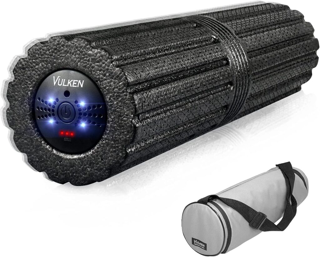 Vulken Extra Long 17” Vibrating Foam Roller 4 Speeds 3800RPM High Intensity Quick Charge Electric Foam Roller Tissue Massager for Muscle Recovery