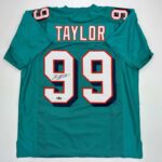 Facsimile Autographed Jason Taylor Miami Teal Reprint Laser Auto Football Jersey Size Men’s XL
