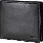 Alba Classic Bifold Nappa Leather Wallet For Men Handmade II Minimalist II RFID Protected (Black)