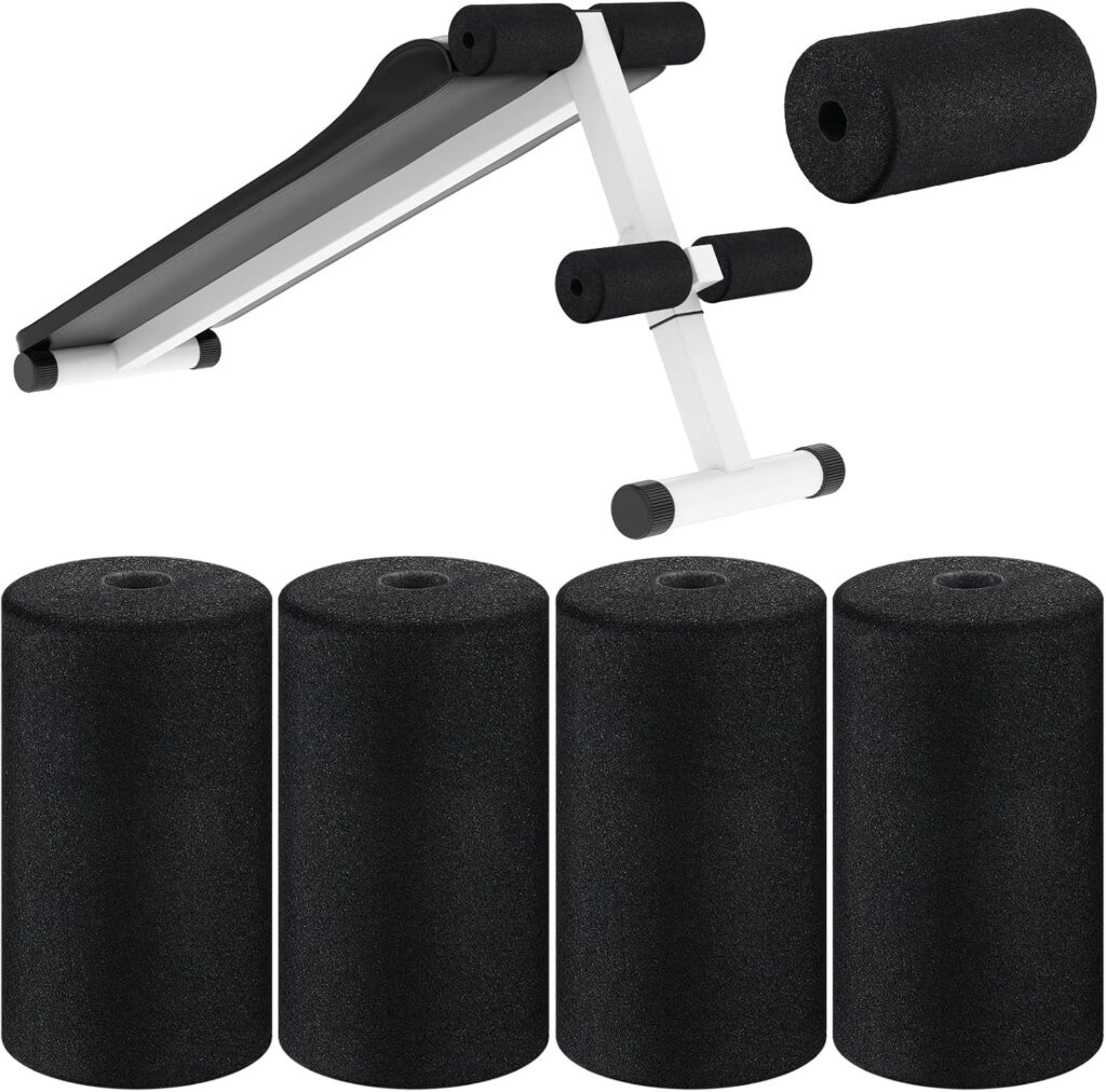 Deekin 4 Pcs Foam Foot Pad Rollers Buffer Tube Cover for Exercise Machine Home Gym Equipment Replacement Pads for Leg Extension Weight Bench Inversion Table(0.87 x 3.4 x 6.3 Inches)