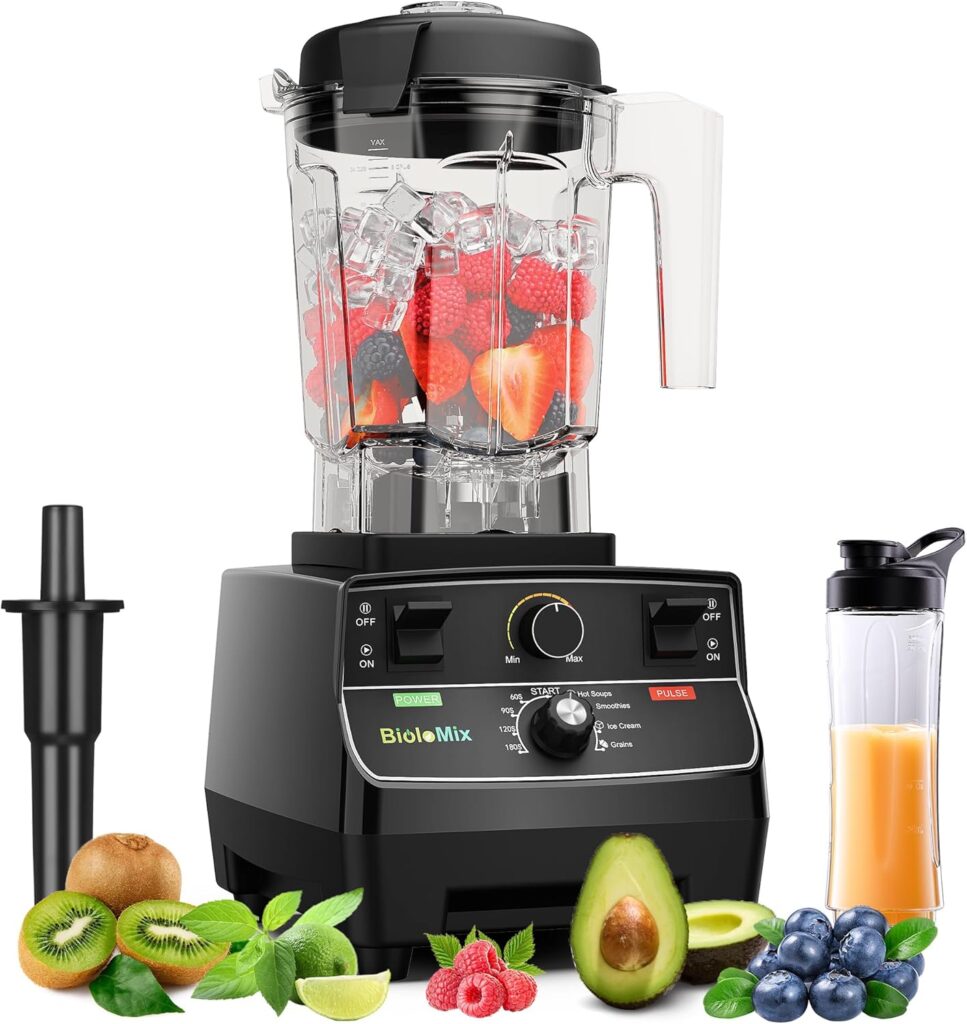 Professional Smoothie Blender, Countertop Blender, Commercial Blender 2200W High Power with 68oz Pitcher, Smart Timer, blenders for kitchen for smoothies, ice, Soup, fish, Dessert With 1 Juice Glass