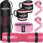 WALITO 7Pcs Barbell Pad Set for Hip Thrust – Squat Pad,Gym Accessories for Women with Bar Bad,Bench Press, with Gym Ankle Straps,Resistance Bands for Working Out,Lifting Strap,Carry Bag