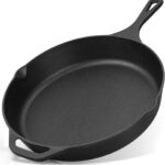Zulay Kitchen Pre-Seasoned Cast Iron Skillet – 12.5 Inch Heavy Duty Frying Pan for Indoor & Outdoor Cooking – Oven, Stovetop, Induction, Grill & Campfire Safe
