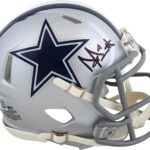 Cowboys Dak Prescott Authentic Signed Silver Speed Mini Helmet BAS Witnessed
