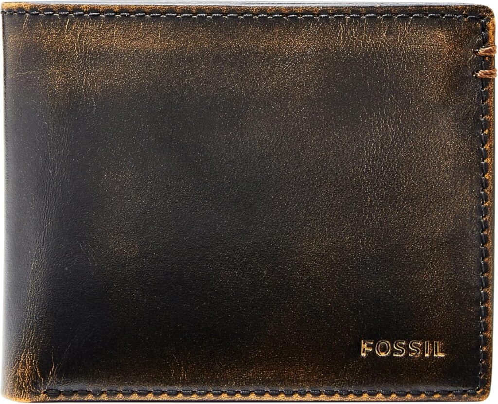 Fossil Men’s Leather Bifold Wallet with Flip ID Window for Men