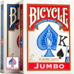 Bicycle Jumbo Index Playing Cards , 2 Pack Large Print Poker Size Deck of Cards for Easy Reading, Family Card Games, and Casino Play