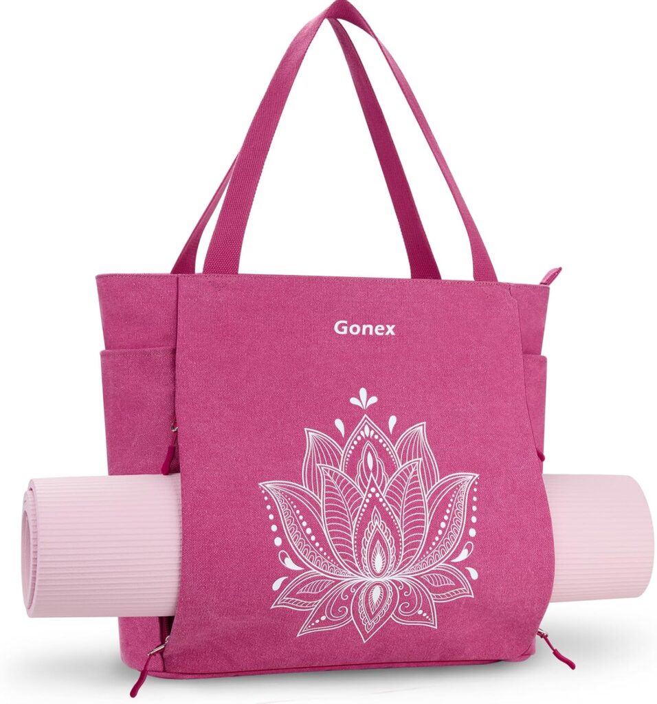 Gonex Yoga Mat Bag, Large Tote Bag with Multi Pockets for Women Men, Canvas Mat Carrier, Full Zipper Easy Access for Pilates Gym Travel