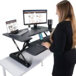 Victor DCX760G High Rise Collection Height Adjustable Standing Desk with Removable Keyboard Tray | Gray | 36” Wide Standing Desk | Professional or Home Use | Compatible with Most Monitor Arms