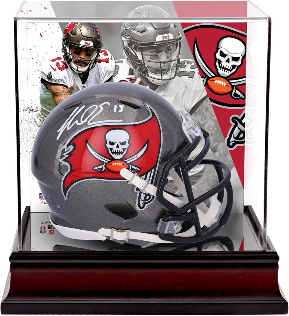 Mike Evans Tampa Bay Buccaneers Autographed Riddell Speed Mini Helmet with Deluxe Mini Helmet Case – Autographed NFL Mini Helmets