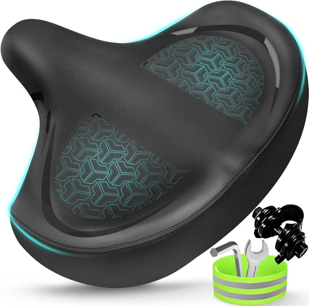 Bicycle Seat, Bike Seat for Women Men Extra Comfort Wide, Oversized Comfortable Seats Saddle for Peloton Bikes, Fit for Exercise Bikes, Electric Bikes, Mountain Bikes, Cruiser Bikes
