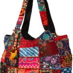 Hippie Handmade Shoulder Beach Bag Tote Boho Chic Patchwork Embroidered Purse Red Casual Everyday Roomy Laptop School Market