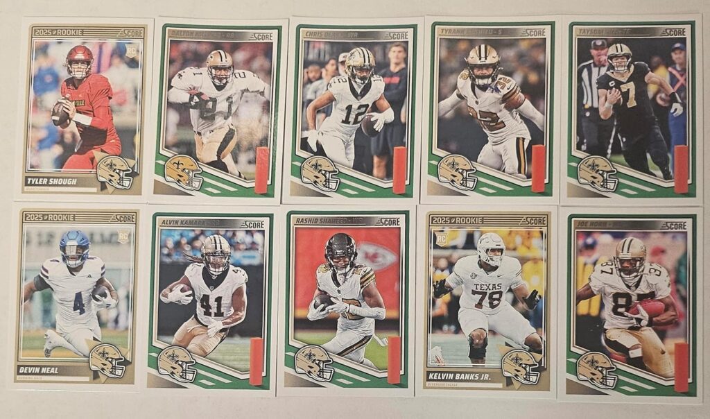 2025 Score Football Panini New Orleans Team Set Saints 10 Cards W/Drafted Rookies