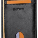 Buffway Slim Minimalist Front Pocket RFID Blocking Leather Wallets for Men and Women – Alaska Black