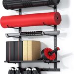 Home Gym Storage Shelf Only, Adjustable Gym Equipment Organizer Wall Mounted with 1 Board, Yoga Mat Holder, Storage Rack Compatible with Peloton Shoes & Mat, Shelf for Home Training Accessories
