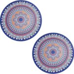 2 PCS Acrylic Perforated Base Plates, Double Sided Printed Fruit Woven Rattan Tray Bottom Liner Pad,DIY Material Accessory for Handmade Weaving Basket Crochet Tote Bag-Blue Mandala