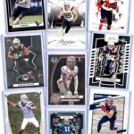 New England Patriots Cards: Drake Maye, Stefon Diggs, Hunter Henry, Rhamondre Stevenson, Kendrick Bourne, Kyle Williams, Demario Douglas, Drew Bledsoe, Tom Brady, Julian Edelman ASSORTED Football Stars & GOATs Trading Card & Wristbands Gift Pack