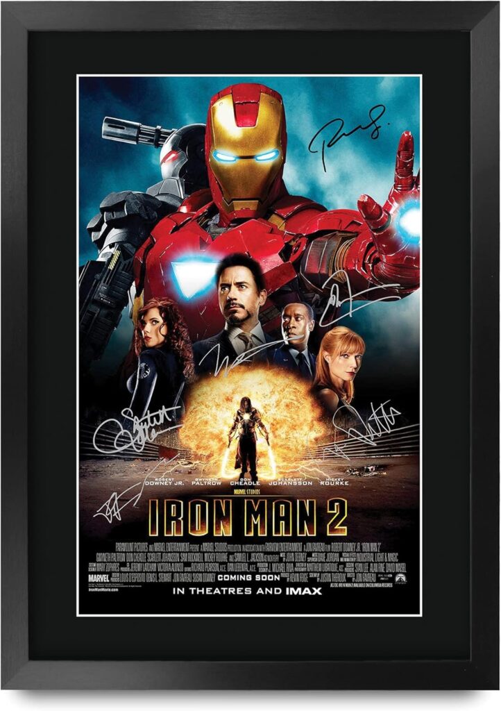 HWC Trading Iron Man 2 Robert Downey Jr and Cast 16 x 12 inch Framed Gifts Printed Poster Signed Autograph Picture for Movie Memorabilia Fans – 16″ x 12″ Framed