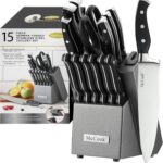 McCook® Knife Sets,German Stainless Steel Kitchen Knife Block Set with Built-in Sharpener