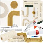 Macrame Kit for Beginners – DIY Rope Canvas Wall Art Kit with Ropes Supplies & Tools | DIY Macrame Art Wall Hanging Decor Starter Set, Craft Kits for Adults, Boho Aesthetic Home Decoration (Khaki)