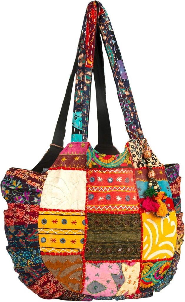 Tribe Azure Women Large Floral Colorful Handmade Shoulder Bag Tote Summer Beach Picnic Blanket Books Laptop School Market Casual Boho