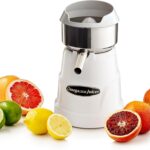 Omega C-10W Professional Citrus Juicer Features 3 Juice Cones for All Citrus Sizes 150 Rotations Per Minute Surgical Steel Bowl and Pulp Strainer with Non-Slip Feet, White