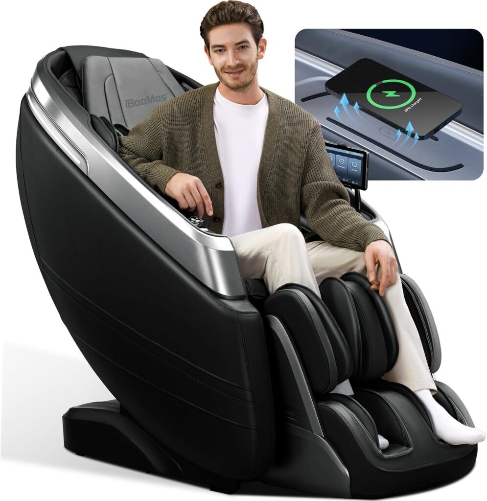 iBooMas 4D Massage Chair, Zero Gravity Massage Chair Full Body with 24 Modes,Automatic Footrest Extension,Sleep Mode,Shoulder Waist and Instep Heat,APP Control,Foot Roller,IBM-P03(Black)