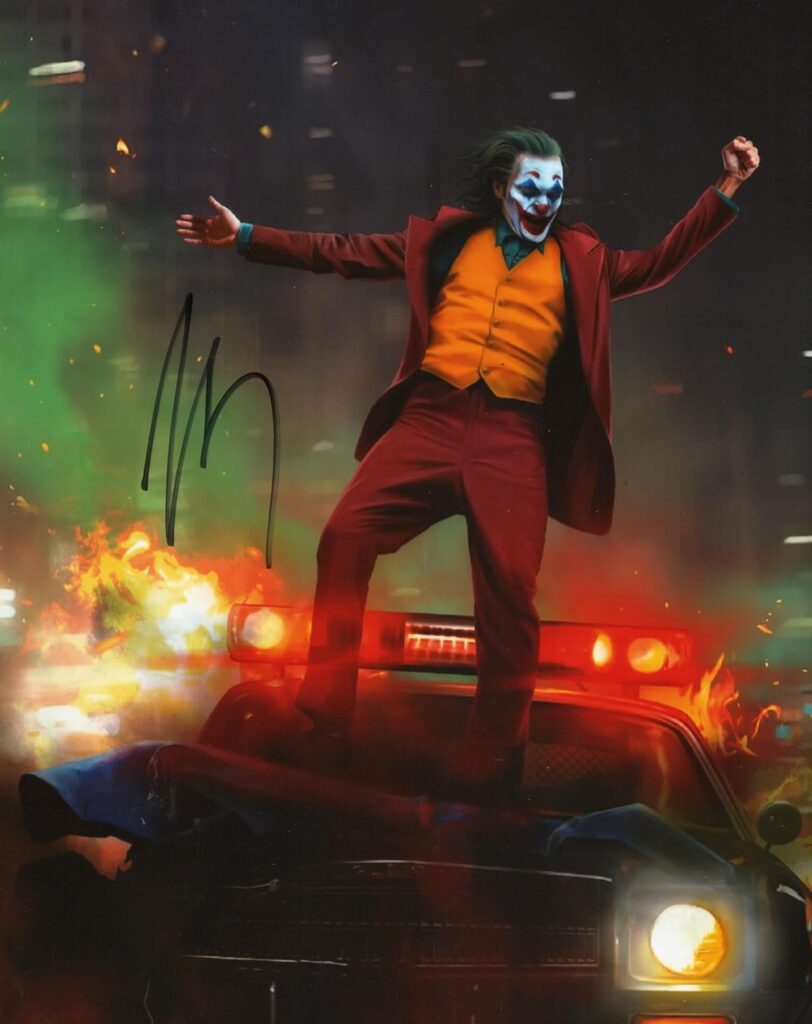 RP Joaquin Phoenix Signed Joker Photo 8×10 Reprint COA Certificate of Authentication Autographed Batman Movie Poster