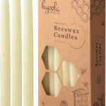 8″ Beeswax Taper Candles 12 Pack – Handmade, All Natural, 100% Pure Unscented Bee Wax Candle – Tall, Decorative, White – 8 Hour Burn Time