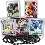 NFL Receiver Football Card Bundle, Assorted Set of 5 Mint Star Football Cards Gift Set, Justin Jefferson George Kittle Deebo Samuel Davante Adams Amon Ra St Brown, Protected by Sleeve and Toploader