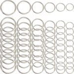 60Pcs Metal Rings,BetterJonny 6 Sizes Macrame Hoops Ring Silver Craft Hoops Thick Plant Hangers Dog Collars Metal O Rings for Home Decorations DIY Crafts and Wall Hanging Crafts