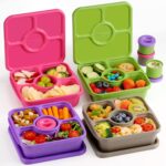 QQKO Bento Snack Box Containers for Adults Kids, Meal Prep Containers Reusuable Bento Lunch Box, Lunchable Food Storage Containers with Lids and Sauce Cups, Retro Brown