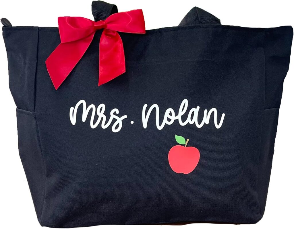 Up2ournecksinfabric LLC Personalized Large Teacher Tote Bag – Custom Gift for Teacher – Customized Tote Bag – Appreciation