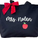 Up2ournecksinfabric LLC Personalized Large Teacher Tote Bag – Custom Gift for Teacher – Customized Tote Bag – Appreciation