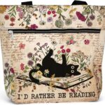 84hoods Waterproof Tote Bag with Pockets and Zipper for Work. Librarian Gift for Book Lovers. Shoulder Bag for Women.