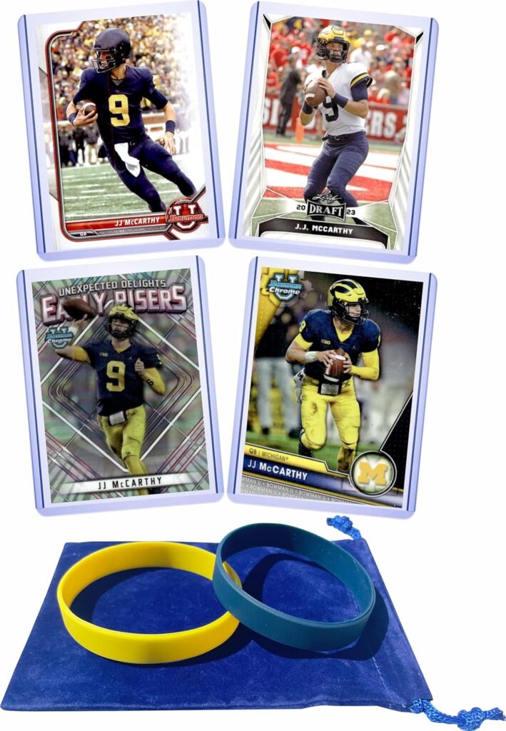 JJ McCarthy (4) Assorted Football Cards Gift Pack – Michigan Wolverines