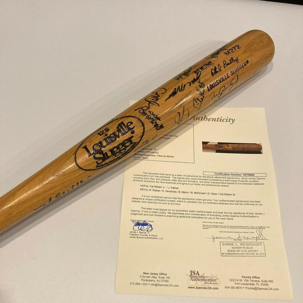 Cal Ripken Sr. Cal Ripken Jr. & Billy 1991 Baltimore Orioles Signed Bat JSA COA – Autographed MLB Bats