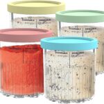 Replacement for Ninja Creami Pints and Lids – 4 Pack NC501, Compatible with Ninja NC501 NC500 Series Creami Deluxe ice Cream Makers, Containers with Leak Proof Lids, Dishwasher Safe