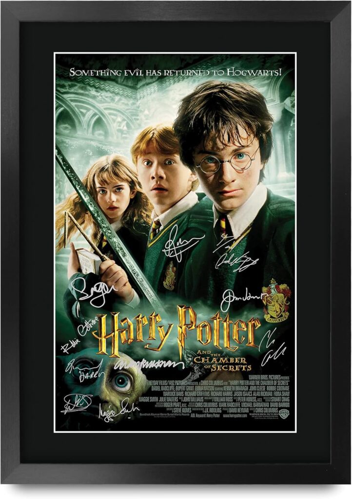 HWC Trading Chamber of Secrets Harry Potter The Cast Daniel Radcliffe Emma Watson Rupert Grint Gifts Printed Poster Signed Autograph Picture for Movie Memorabilia Fans – A3 Framed