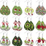 Christmas Earrings for Women Handmade Wooden Christmas Teardrop Dangle Earrings Bulk Cute Santa Candy Snowflake Xmas Jewelry Earrings for Women Christmas Holiday Gifts