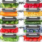 Skroam 10 Pack Glass Meal Prep Containers, 22 OZ Glass Airtight Food Storage Containers with Lids, Pantry Kitchen Storage Containers for Lunch, Food Storage, Meal Prep, Lunch Bento Boxes