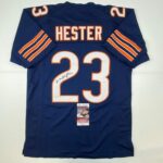 Autographed/Signed Devin Hester Chicago Blue Football Jersey JSA COA