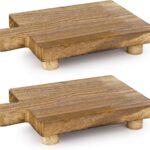 2 Pcs Handmade Wooden Tray,Practical Bathroom and Kitchen Decoration for Soap,Bath Bottles,Candles,Toilet Paper,Plant Holder(10.8 x 6.9 Inch)(Wood Color)