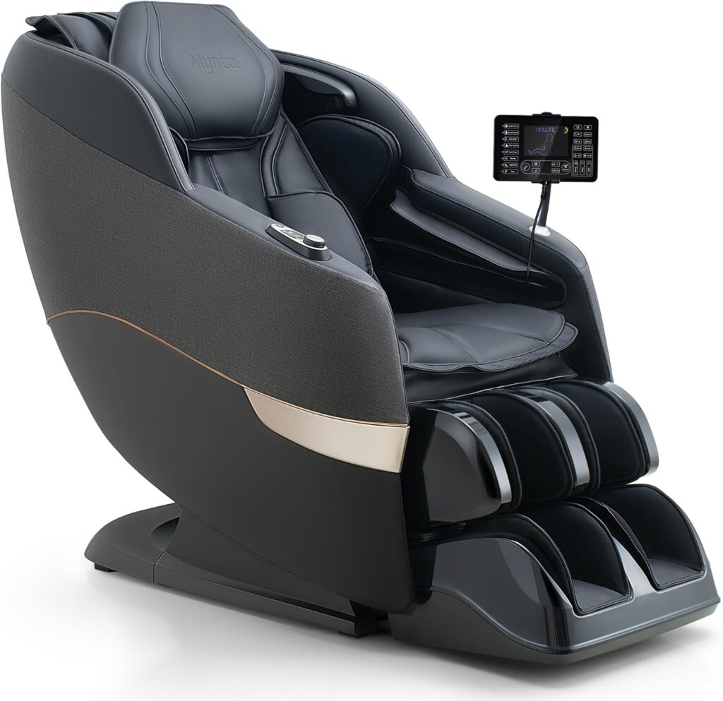 MYNTA 2025 Massage Chair 3D Shaitsu Massage Chair Full Body with 170° Flexible Track, Zero Gravity, Bluetooth Speaker, Airbags & Heating, MC1650(Black)