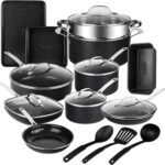 GRANITESTONE 20 Pc Complete Pots and Pans Set Non Stick Cookware Set with Saute Pan, Bakeware, Steamer, Cooking Utensils, Made Without PFOA PFOS, Oven and Dishwasher Safe