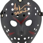 Ari Lehman Friday The 13th Jason 1 Signed Black Jason Mask w/Gold Sig BAS Wit