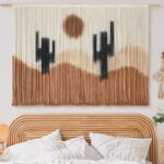 Large Macrame Wall Hanging Macrame Wall Decor 57″ W x 35″ L Desert Cactus Tie-Dye Large Boho Yarn Wall Decor Scale Wall Art Home Decor