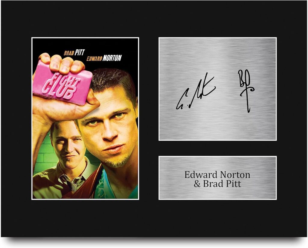 HWC Trading Edward Norton & Brad Pitt Fight Club Gifts Printed Signed Autograph Picture for Movie Memorabilia Fans – US Letter Size