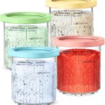 4Pack for Ninja Creami Deluxe Pints and Lids, 24OZ Ice Creamy Containers Storage for Ninja Creami Maker 11-in-1 NC501 NC500 Series (Dishwasher Safe Reusable Leak Proof)